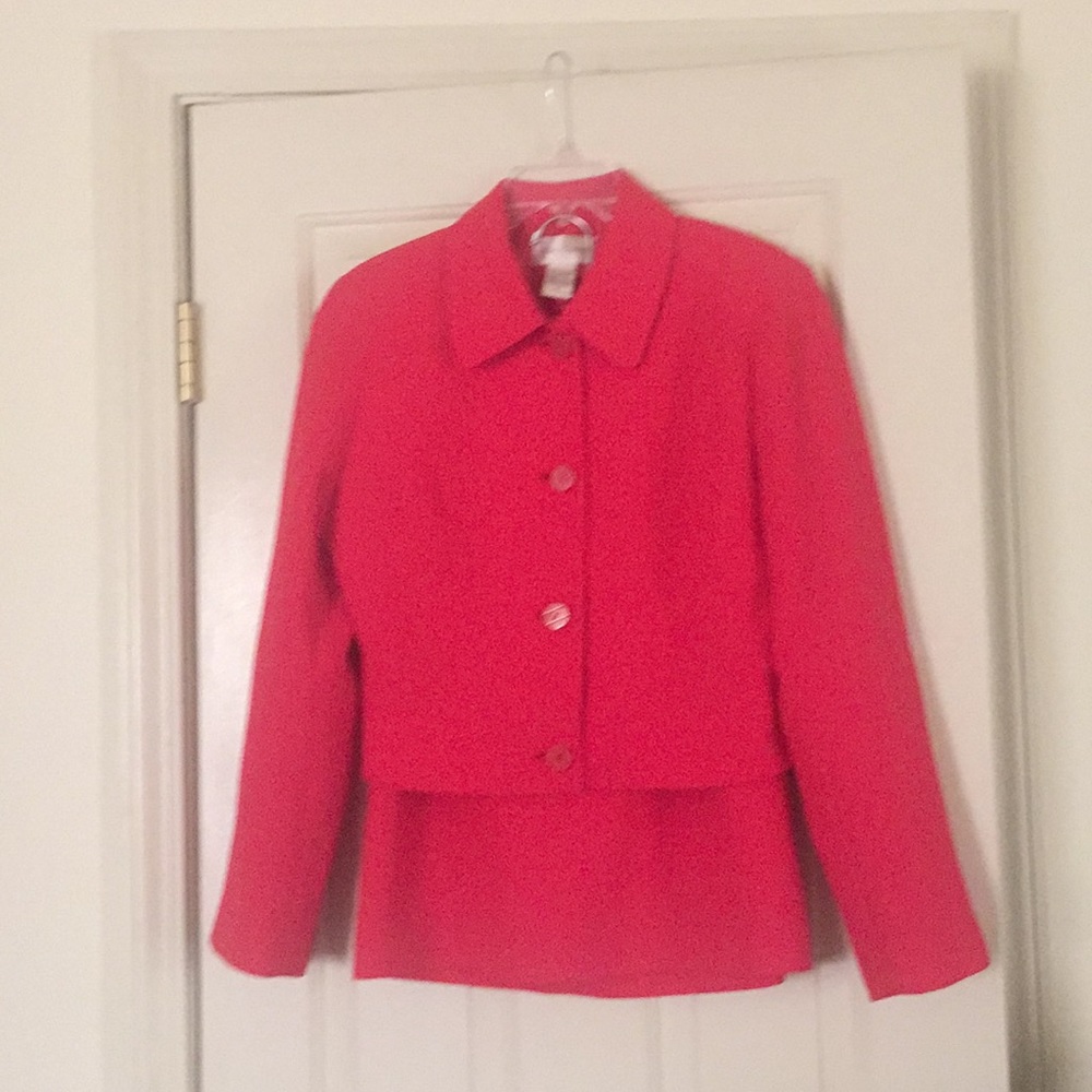 Casual Corner Bright Red Suit Skirt Set
